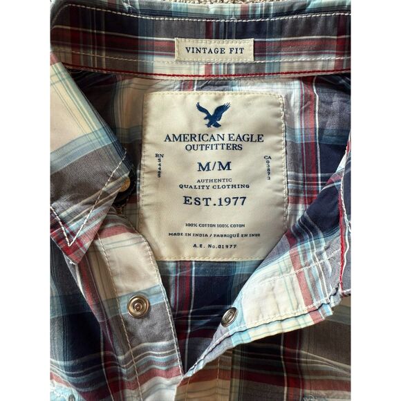 Men's American Eagle Long Sleeve Pearl Snap Shirt Size M - Picture 4 of 6